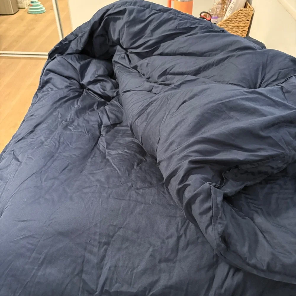 Liz Claiborne Navy‎ Blue Geometric Labyrinth Cotton Comforter 90x96 Full Queen
